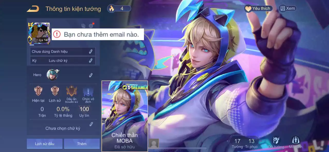 (SALE) ACC REG: Laville chiến thần MOBA, sẵn tướng, trắng thông tin, free đổi tên